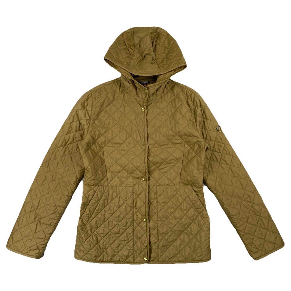 Postcard Italy Quilted Hooded Jacket Women's Size 4 Yellow Snap Buttons
